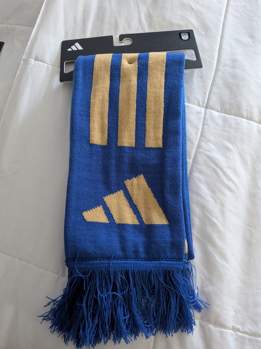 adidas Italy  Blue and Gold Striped Knit Scarf Brand New